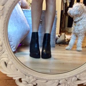 Black platform booties